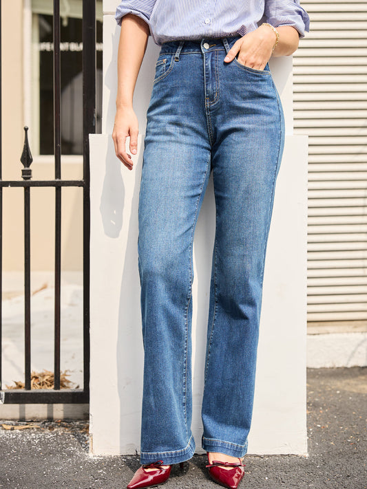 2025 Spring New Arrivals Women's High Waist Slim Fit Stretch Classic Flare Denim