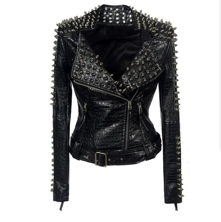 Steampunk Jackets: Rivet Detail Faux Leather Biker Jacket