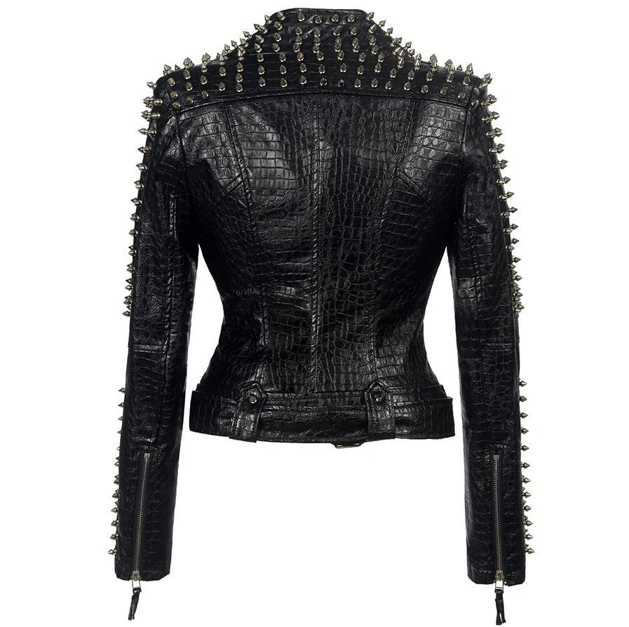 Steampunk Jackets: Rivet Detail Faux Leather Biker Jacket