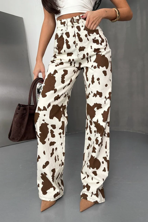 Rodeo Cow Stripes Wide Leg Denim