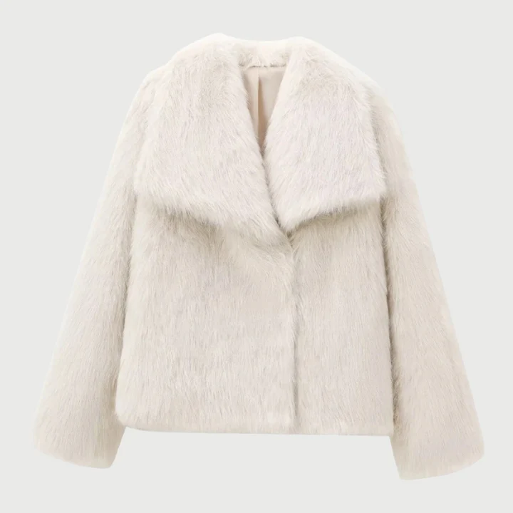 Vintage Cropped Faux Fur Jacket – Elegant Winter Style