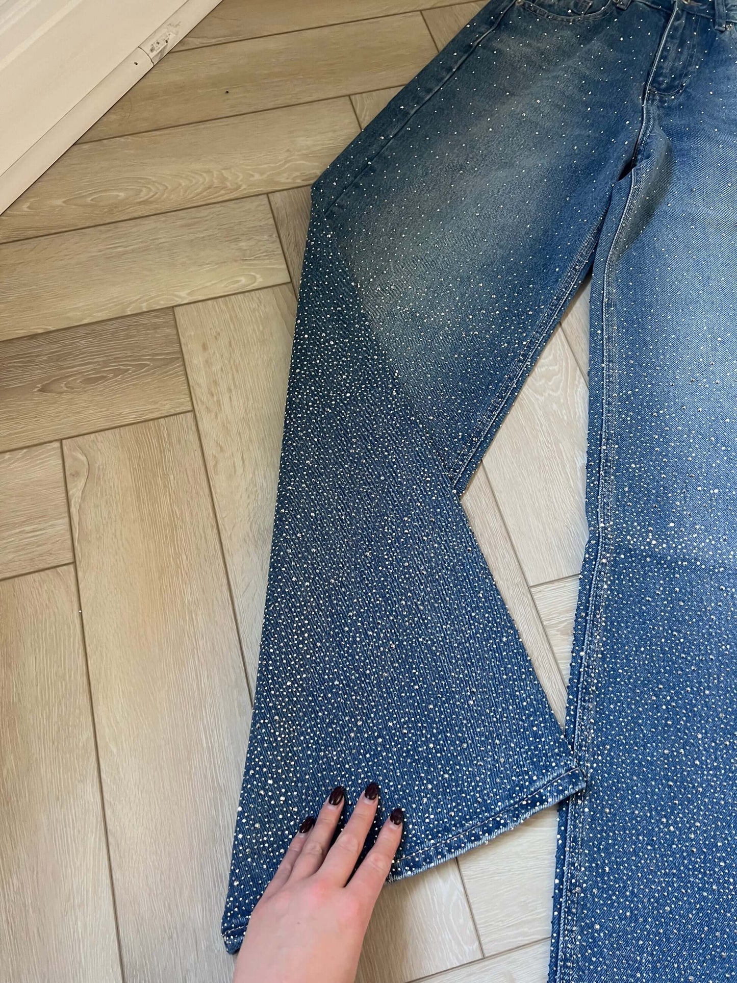 Ombré Diamanté Wide Leg Jeans
