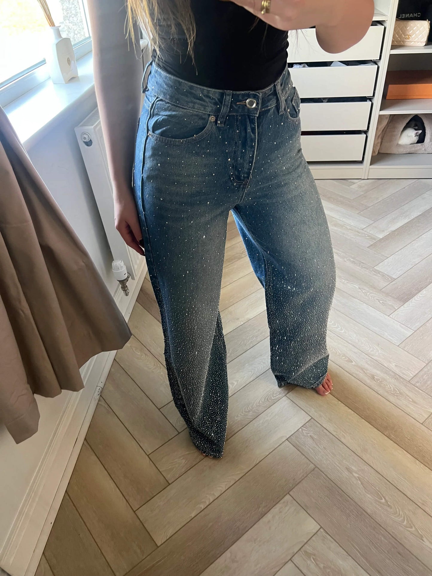 Ombré Diamanté Wide Leg Jeans