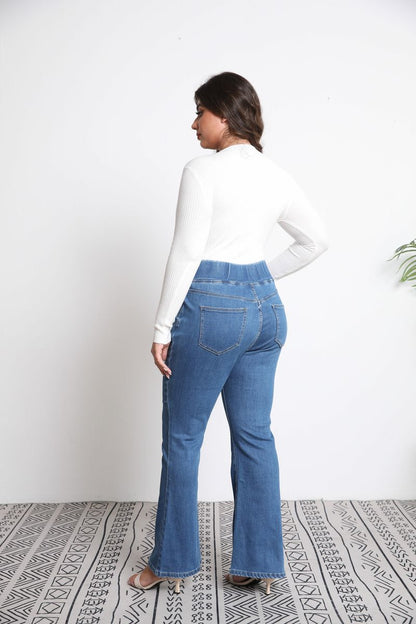 High-waisted, Hip-lifting, Slimming Double-pocket Flared Jeans