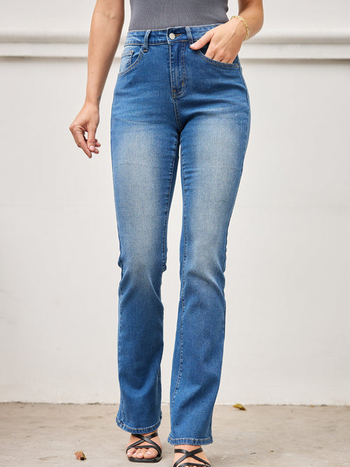 Vintage High-Rise Slim-Fit Bell Bottom Jeans