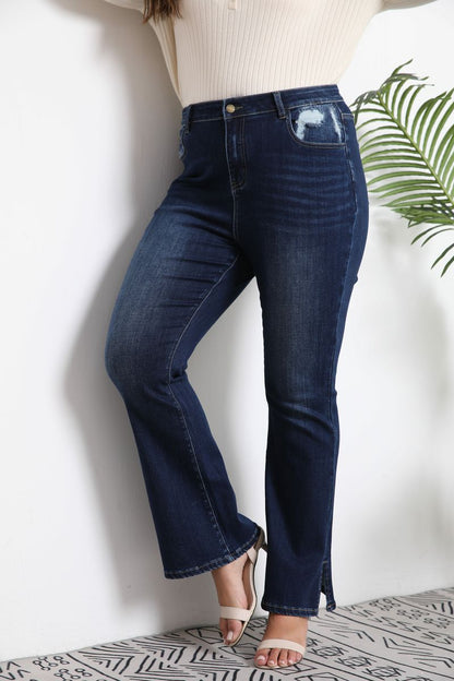 High-Waisted Stretch Flared Jeans
