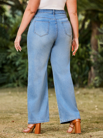 North Shore High Rise Light Wash 90's Distressed Straight Leg Jeans