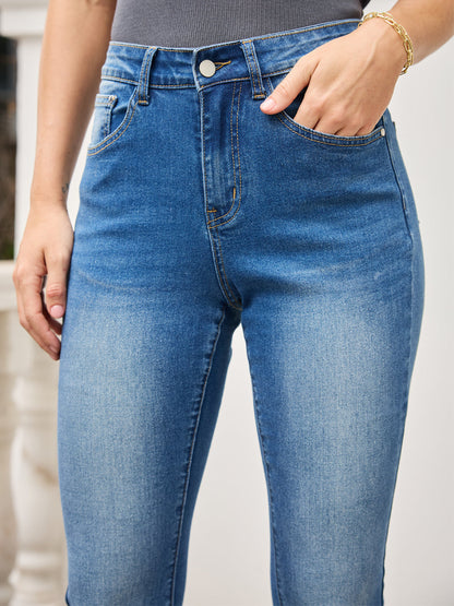 Vintage High-Rise Slim-Fit Bell Bottom Jeans