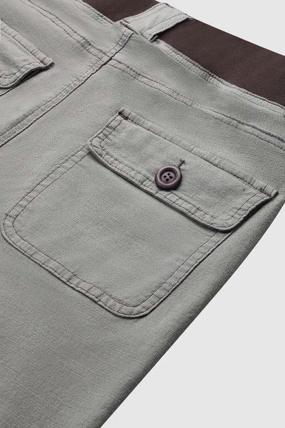 Button Detail Drawstring Low Rise Flare Pants