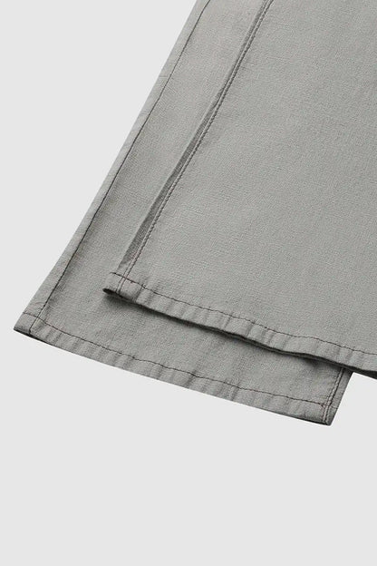 Button Detail Drawstring Low Rise Flare Pants