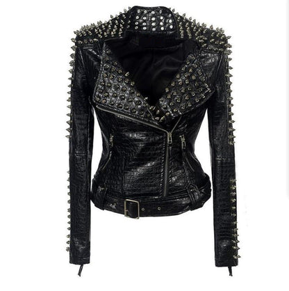 Steampunk Jackets: Rivet Detail Faux Leather Biker Jacket