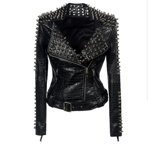Steampunk Jackets: Rivet Detail Faux Leather Biker Jacket