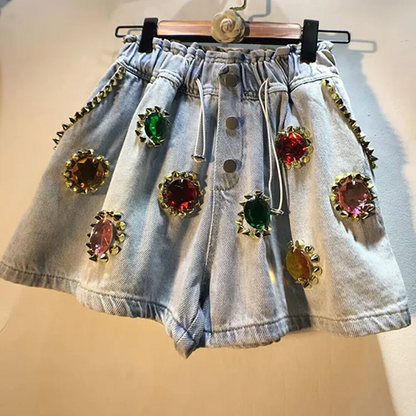 Bejeweled Denim Shorts
