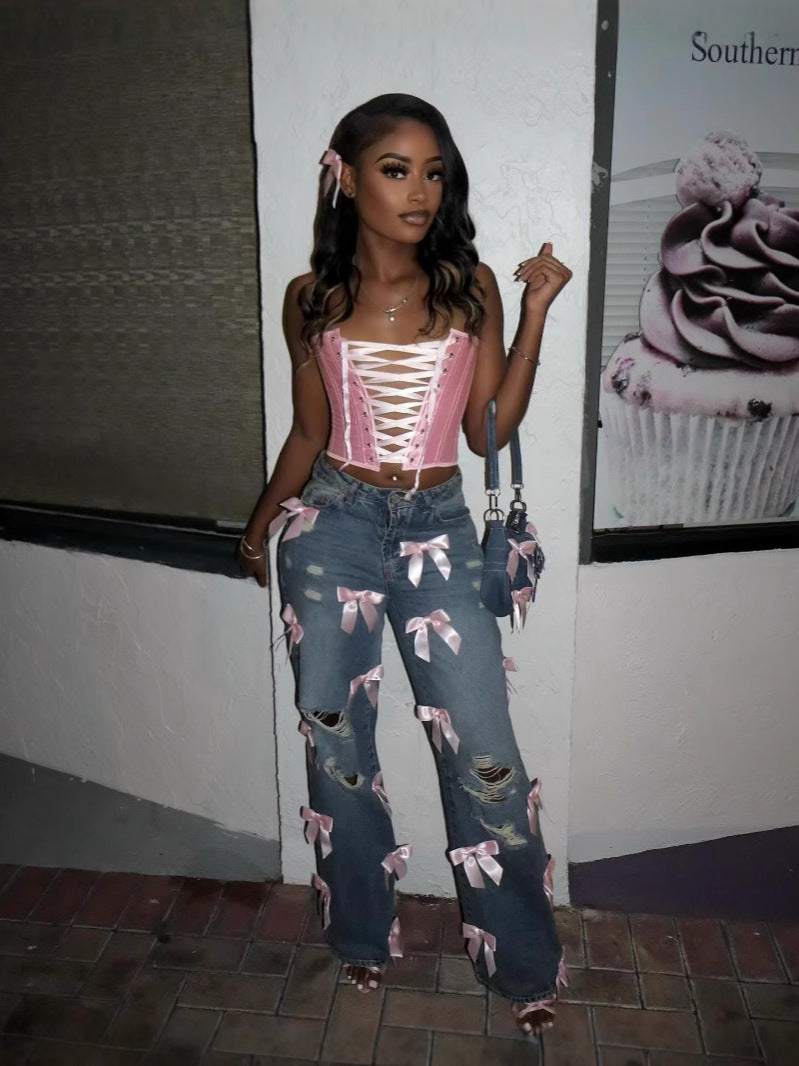 Blush Bows Jeans
