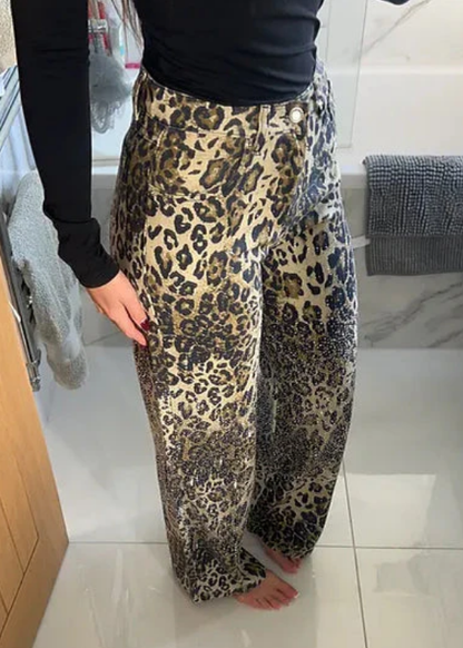 Leopard Diamanté Flared Jeans