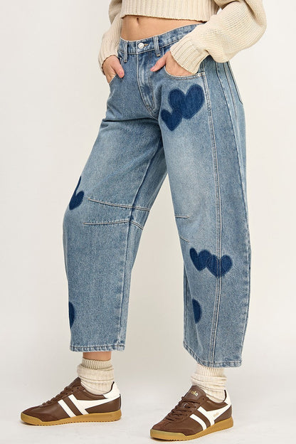Heart Barrel Denim Pants