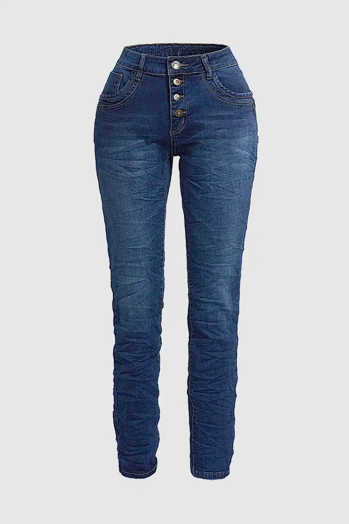 Wash Stretchy Button Fly Mid Rise Skinny Jeans