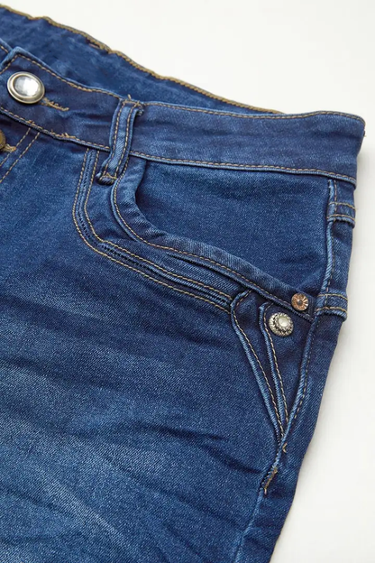 Wash Stretchy Button Fly Mid Rise Skinny Jeans