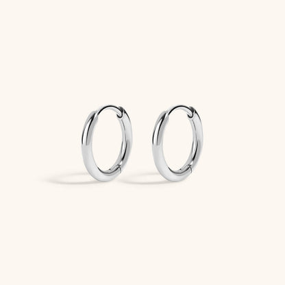 Classic Huggie Hoops in Titanium