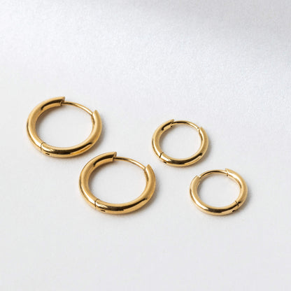 Classic Huggie Hoops in Titanium